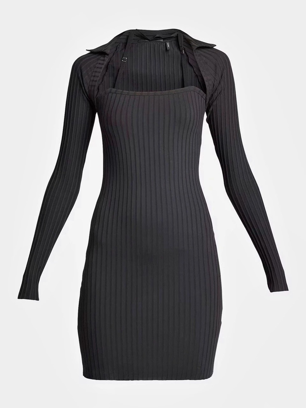 Helmut Lang Ribbed Mini Dress in Black Size Small